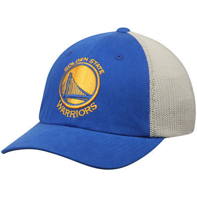 Men's Golden State Warriors Mitchell & Ness Royal/Tan Morbido Slouch Adjustable Hat